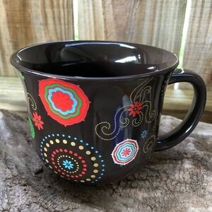 Marketplace Dark Coffee Mug Bohemian Floral Design